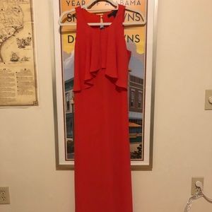 BCBG coral formal gown open back